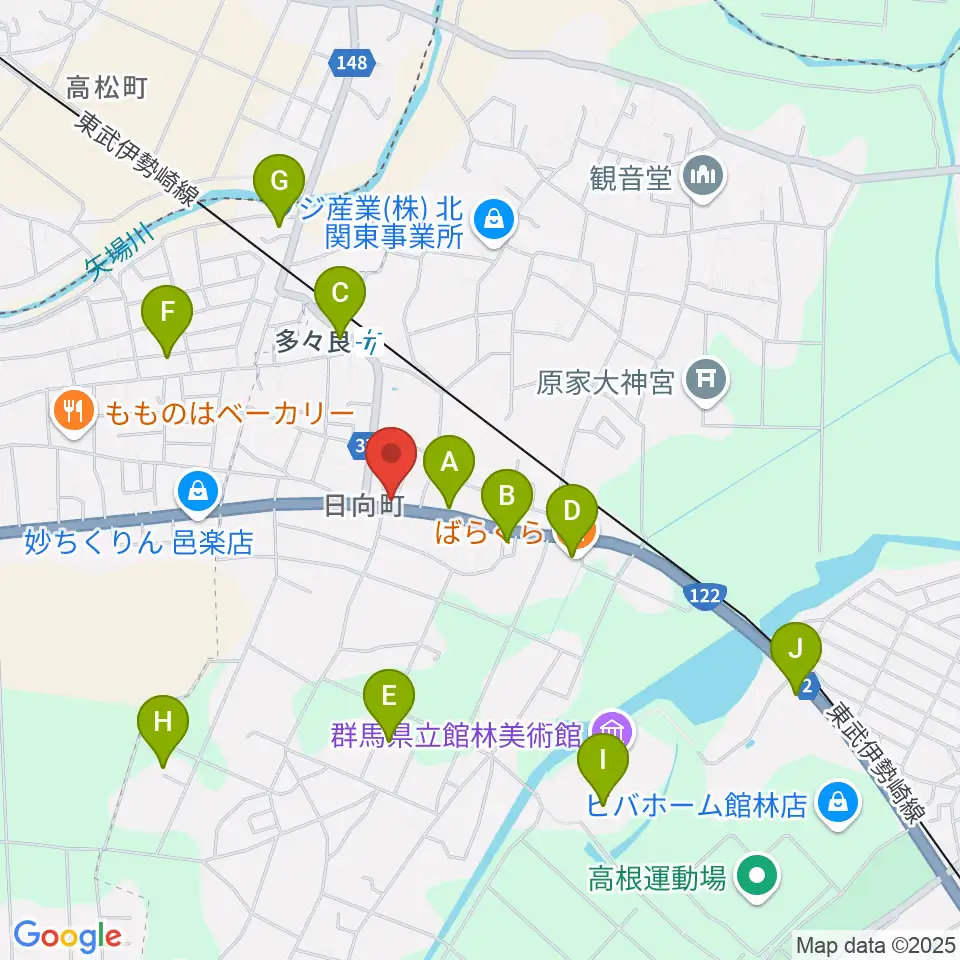 石田ピアノ調律プロモーション周辺のファミレス・ファーストフード一覧地図