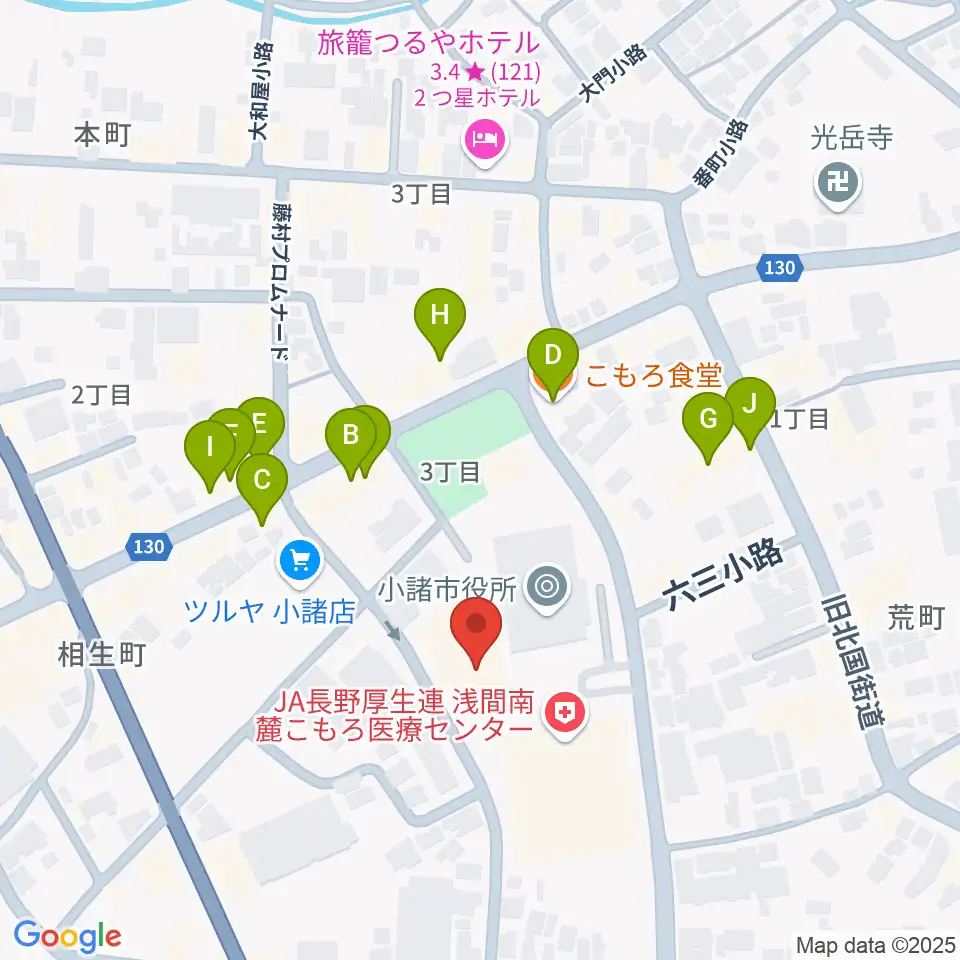 小諸市市民交流センター周辺のファミレス・ファーストフード一覧地図