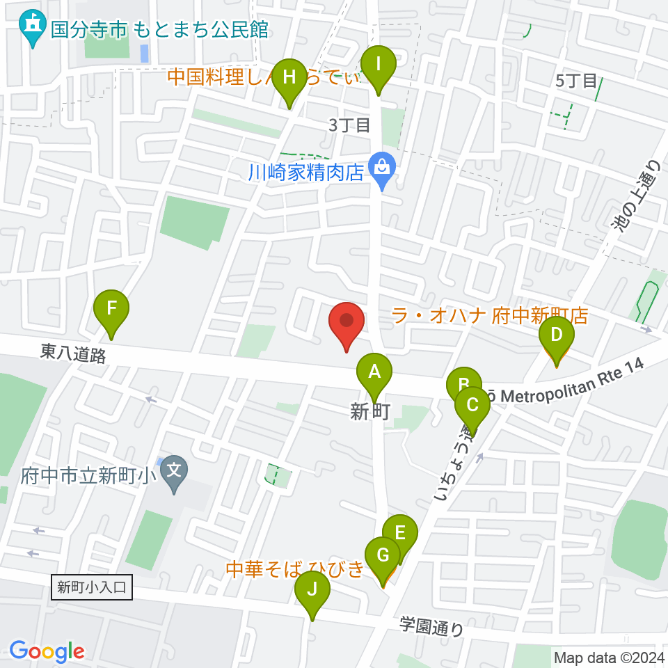 府中スタジオパステル周辺のファミレス・ファーストフード一覧地図