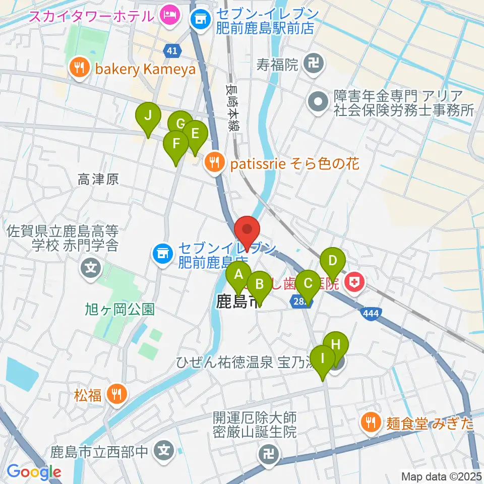 鹿島市生涯学習センター・エイブル周辺のファミレス・ファーストフード一覧地図