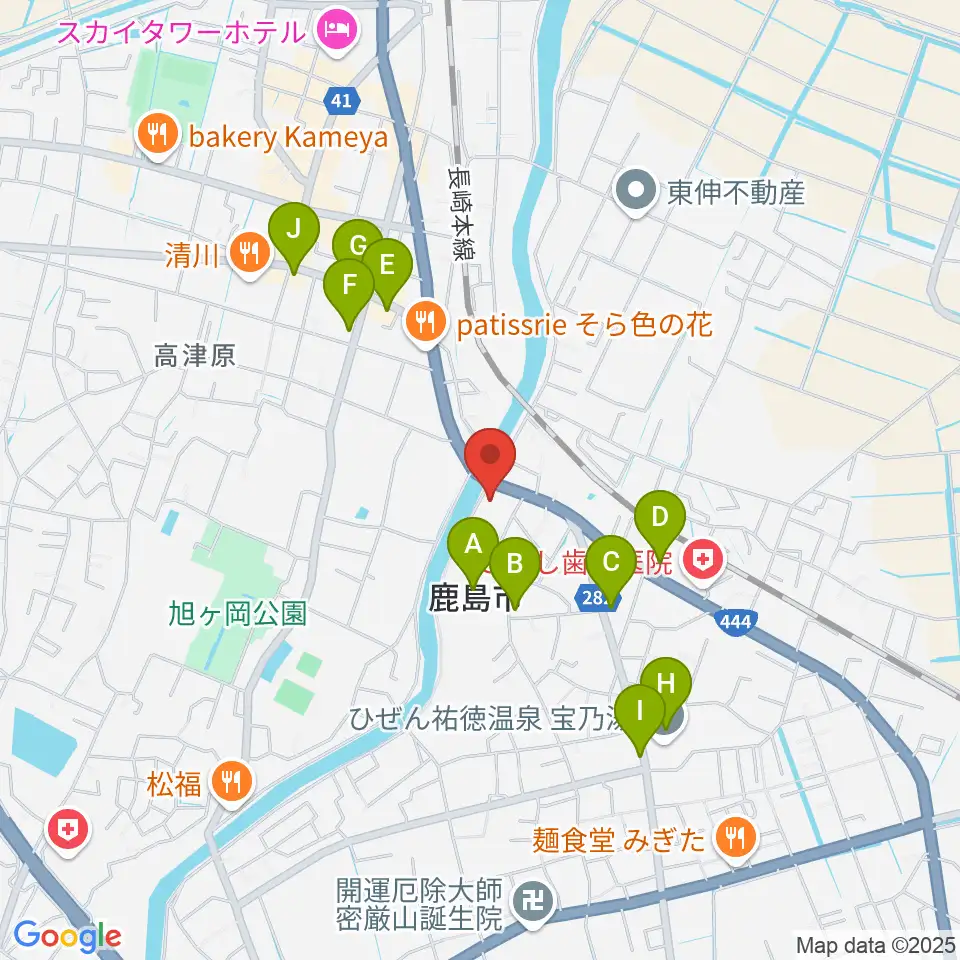 鹿島市生涯学習センター・エイブル周辺のファミレス・ファーストフード一覧地図