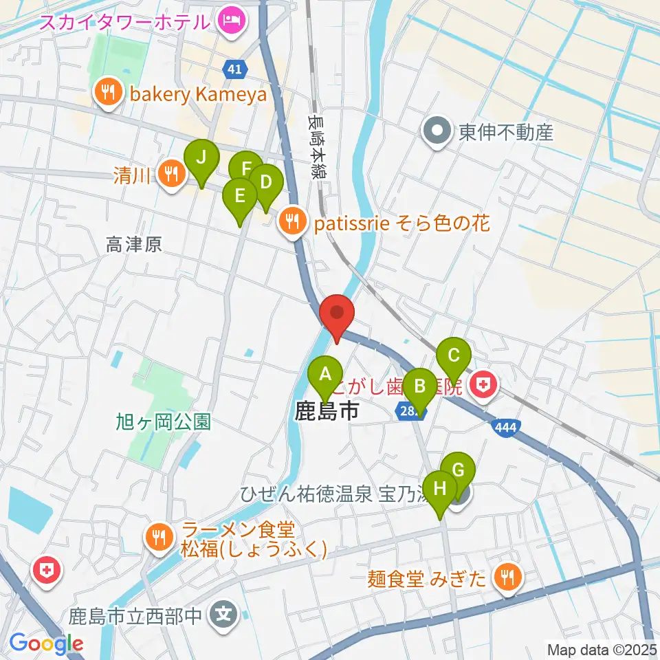 鹿島市生涯学習センター・エイブル周辺のファミレス・ファーストフード一覧地図