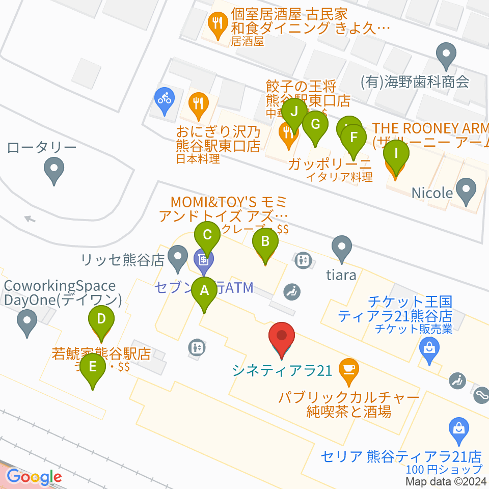 シネティアラ21周辺のファミレス・ファーストフード一覧地図