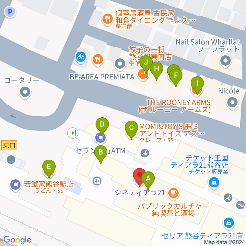 シネティアラ21周辺のファミレス・ファーストフード一覧地図