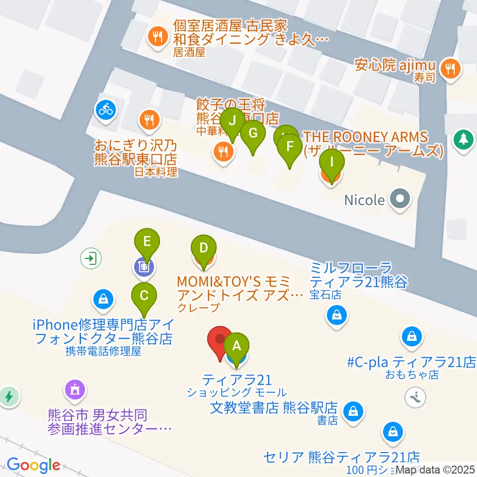 シネティアラ21周辺のファミレス・ファーストフード一覧地図