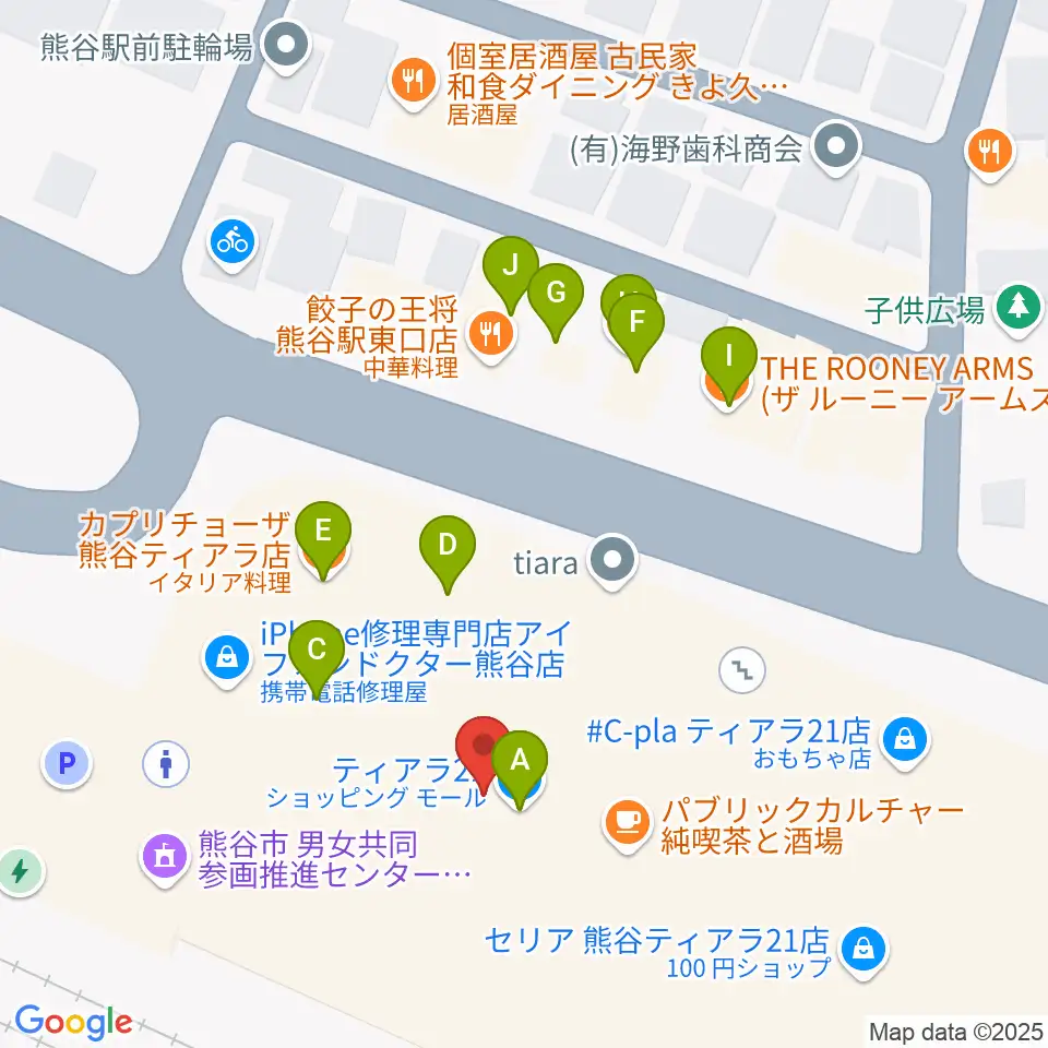 シネティアラ21周辺のファミレス・ファーストフード一覧地図