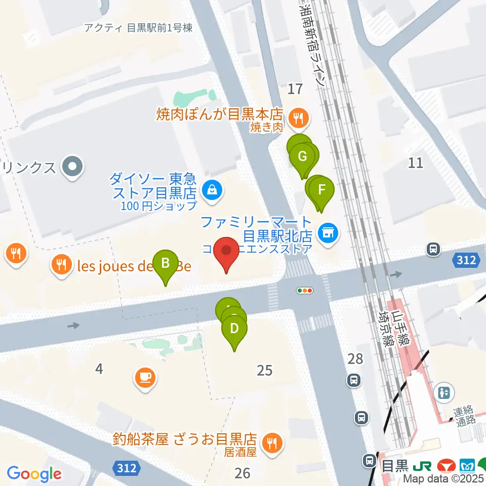 目黒シネマ周辺のファミレス・ファーストフード一覧地図