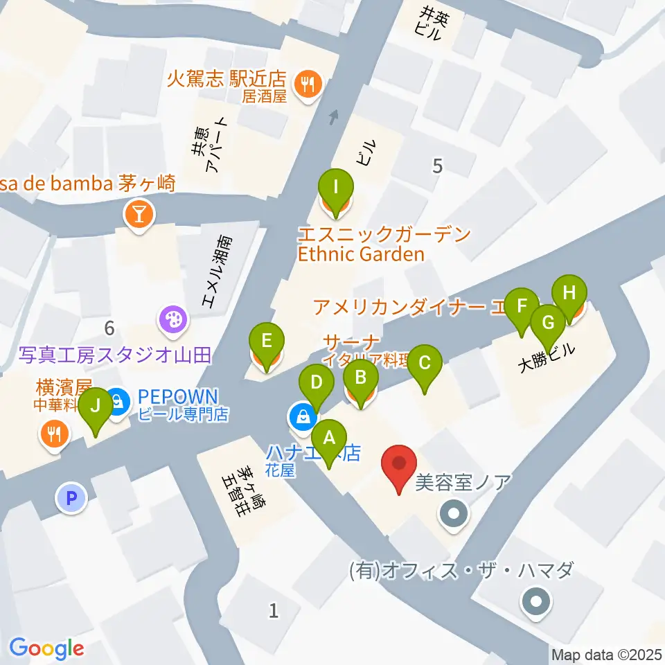 JAM IN THE BOX周辺のファミレス・ファーストフード一覧地図