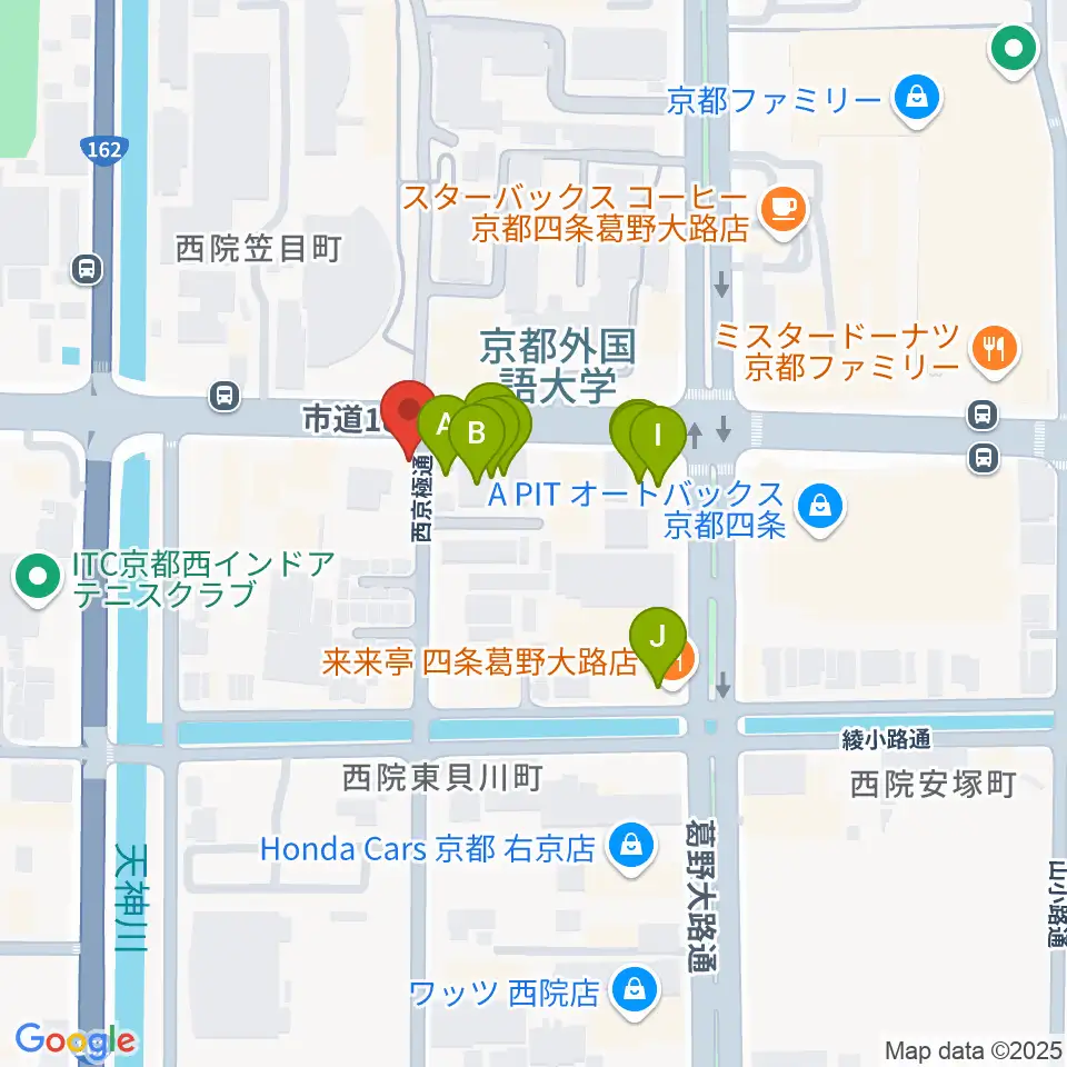 スタジオレンス周辺のファミレス・ファーストフード一覧地図