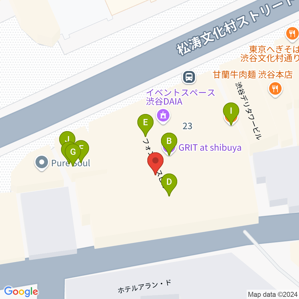 渋谷Studio Freedom周辺のファミレス・ファーストフード一覧地図