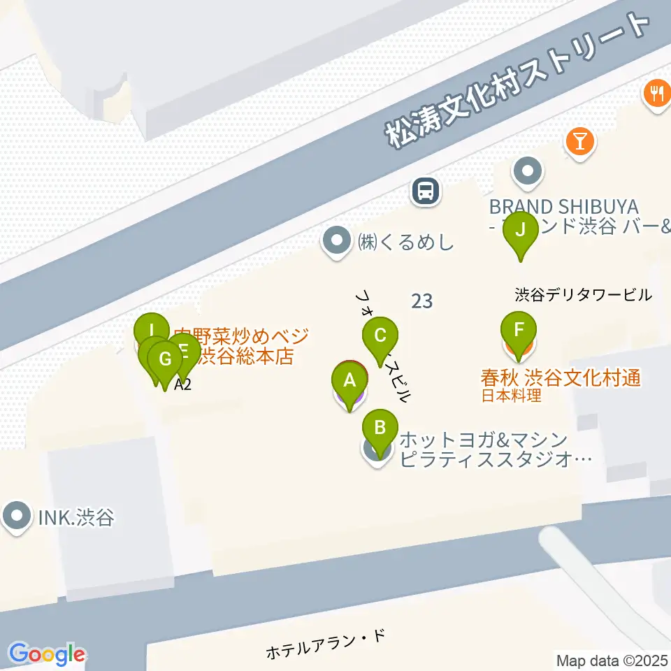 渋谷Studio Freedom周辺のファミレス・ファーストフード一覧地図