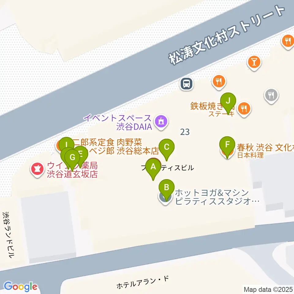 渋谷Studio Freedom周辺のファミレス・ファーストフード一覧地図