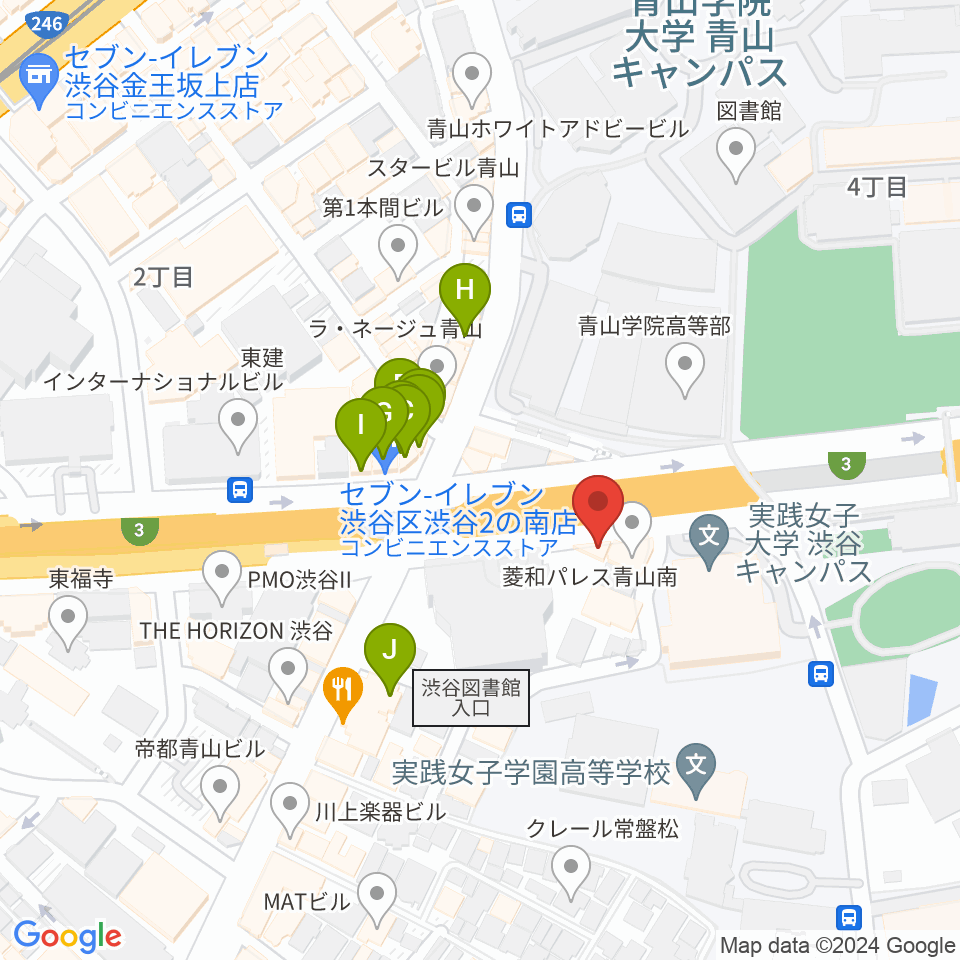 沖田ギター工房 渋谷店周辺のファミレス・ファーストフード一覧地図