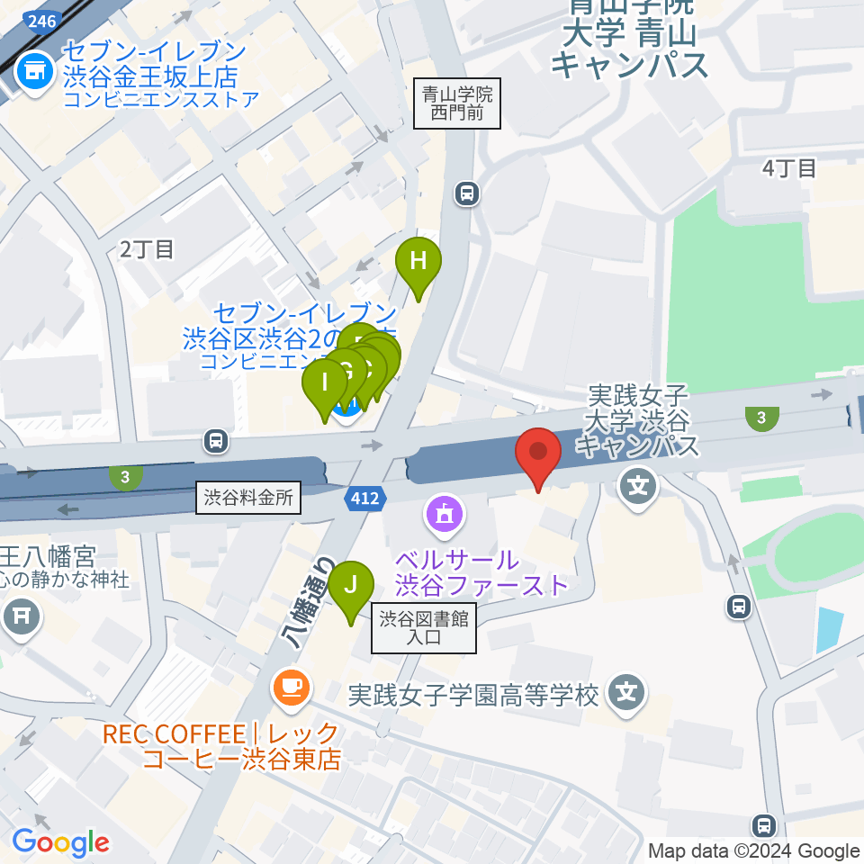 沖田ギター工房 渋谷店周辺のファミレス・ファーストフード一覧地図