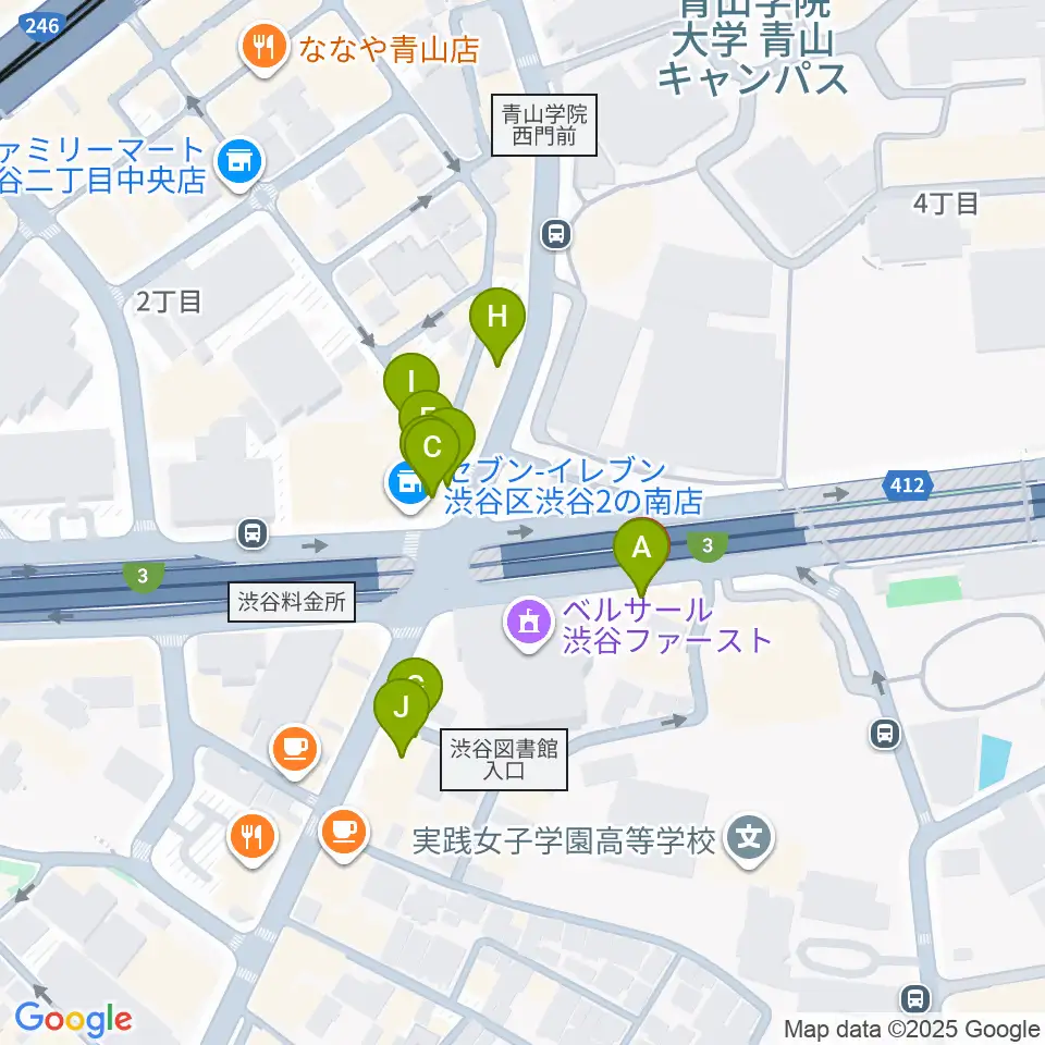 沖田ギター工房 渋谷店周辺のファミレス・ファーストフード一覧地図
