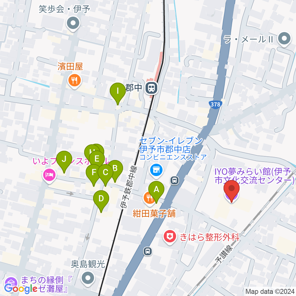 IYO夢みらい館周辺のファミレス・ファーストフード一覧地図