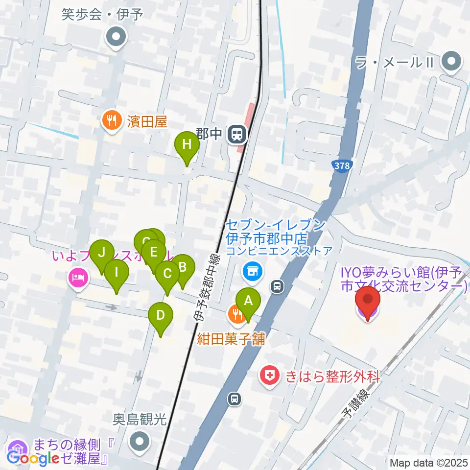 IYO夢みらい館周辺のファミレス・ファーストフード一覧地図