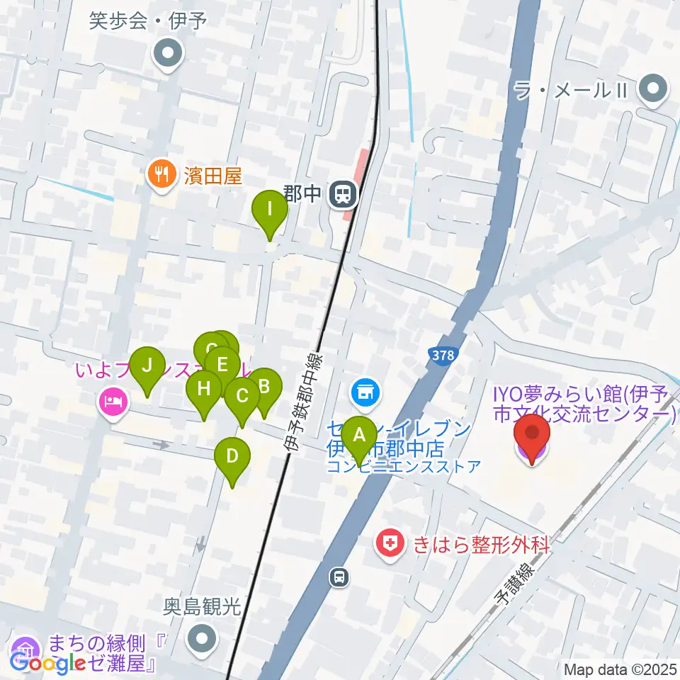 IYO夢みらい館周辺のファミレス・ファーストフード一覧地図