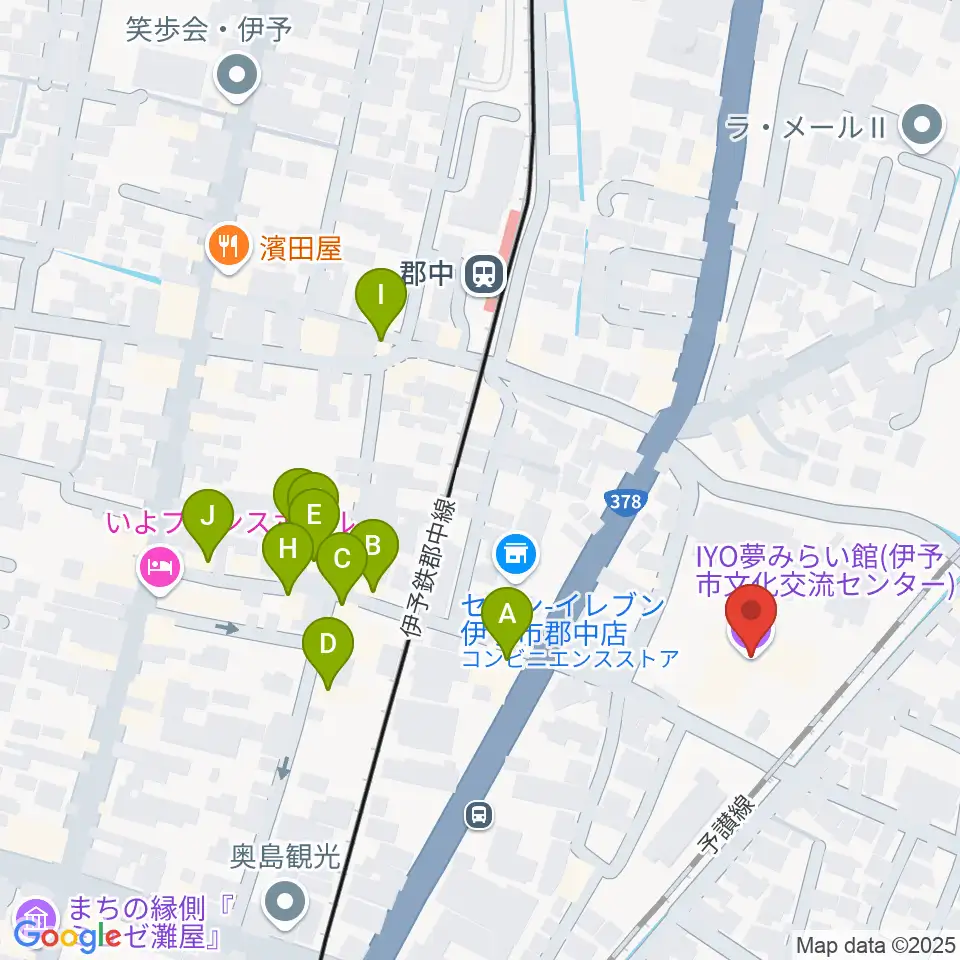 IYO夢みらい館周辺のファミレス・ファーストフード一覧地図