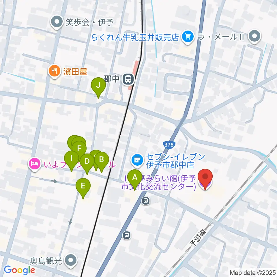 IYO夢みらい館周辺のファミレス・ファーストフード一覧地図