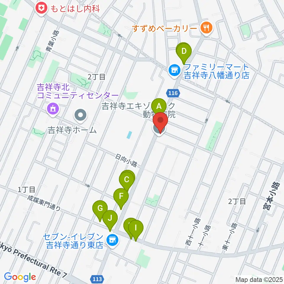Akkord Guitars周辺のファミレス・ファーストフード一覧地図