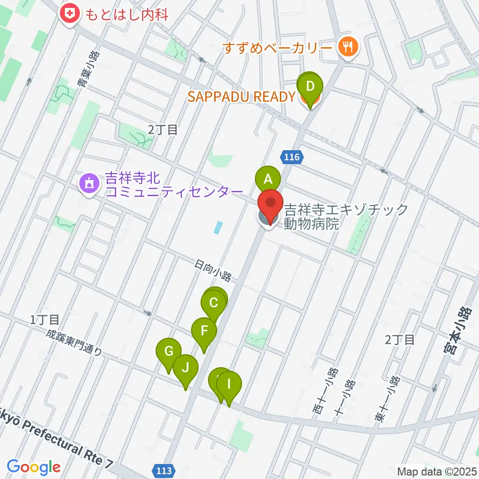Akkord Guitars周辺のファミレス・ファーストフード一覧地図