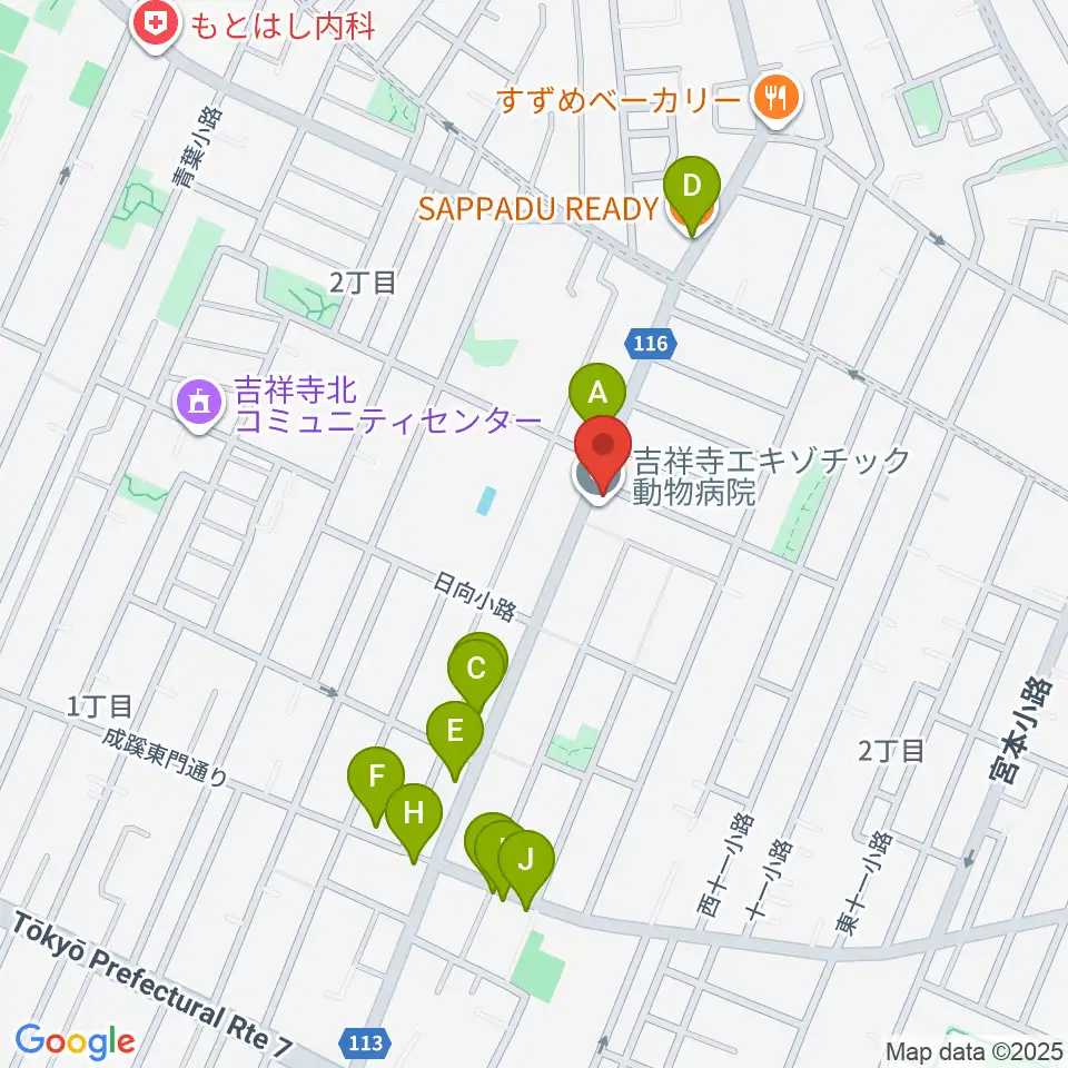 Akkord Guitars周辺のファミレス・ファーストフード一覧地図