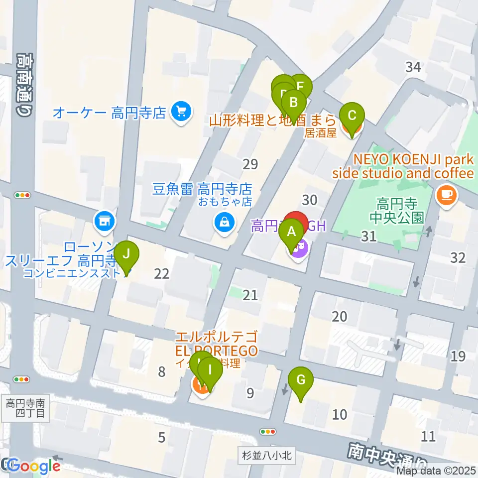 AMPcafe周辺のファミレス・ファーストフード一覧地図