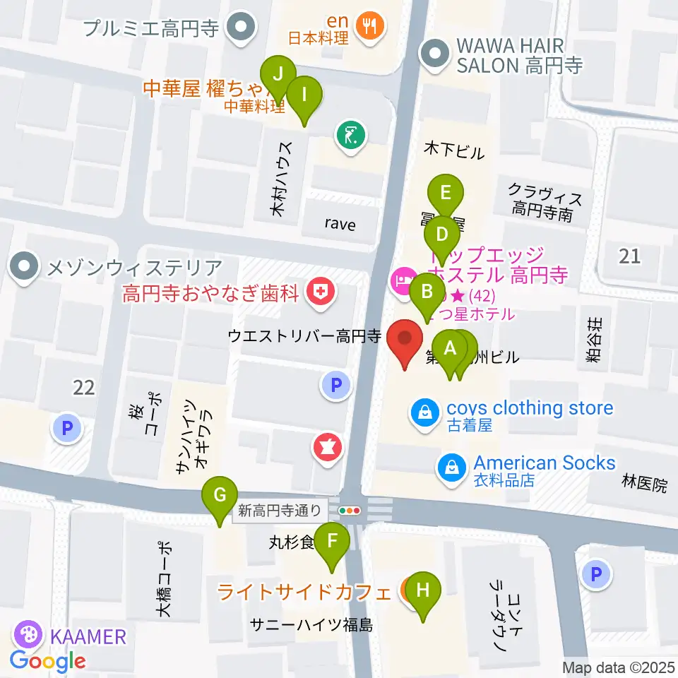 和楽器BAR 龍宮周辺のファミレス・ファーストフード一覧地図