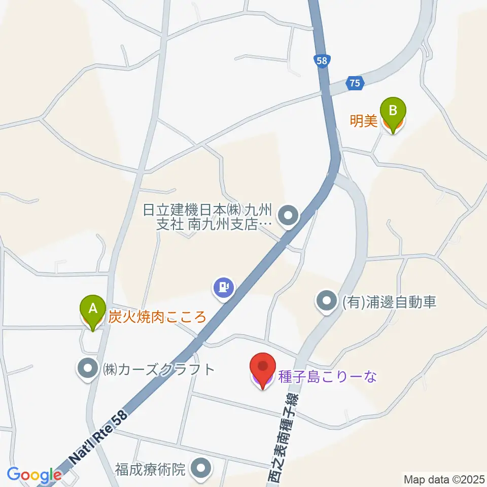 種子島こりーな周辺のファミレス・ファーストフード一覧地図