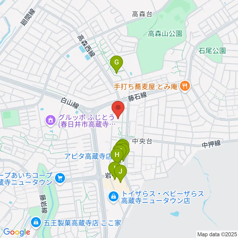 春日井市東部市民センター周辺のファミレス・ファーストフード一覧地図