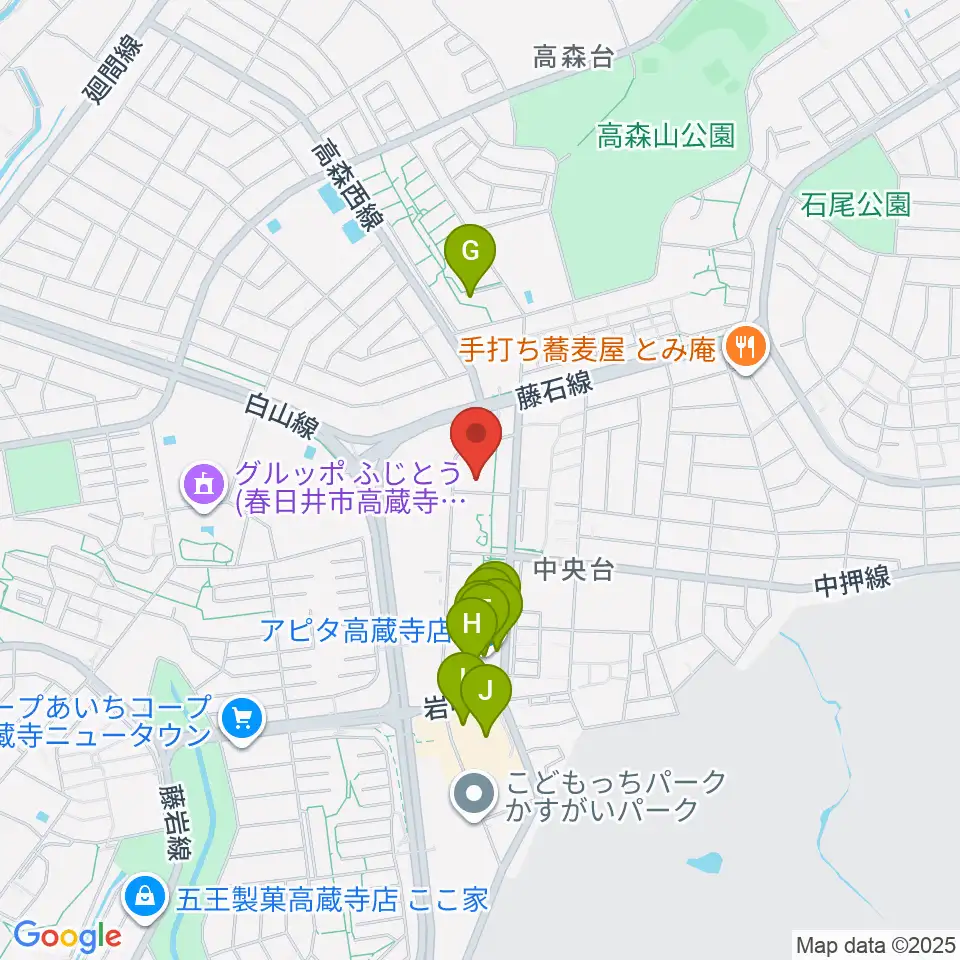 春日井市東部市民センター周辺のファミレス・ファーストフード一覧地図