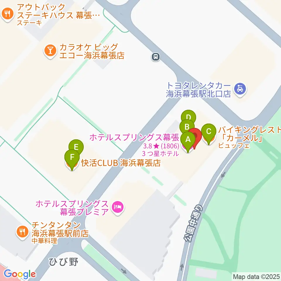 ホテルスプリングス幕張スプリングスホール周辺のファミレス・ファーストフード一覧地図