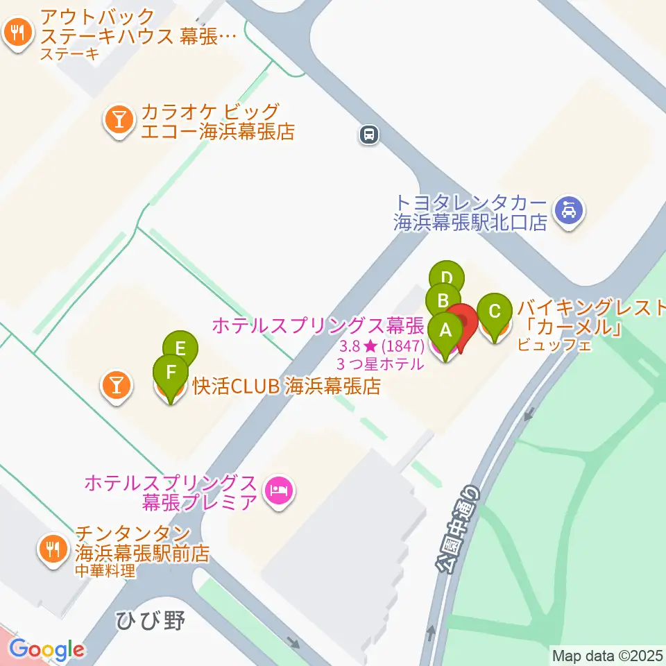 ホテルスプリングス幕張スプリングスホール周辺のファミレス・ファーストフード一覧地図