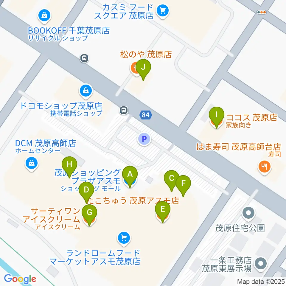 ASMO劇場周辺のファミレス・ファーストフード一覧地図
