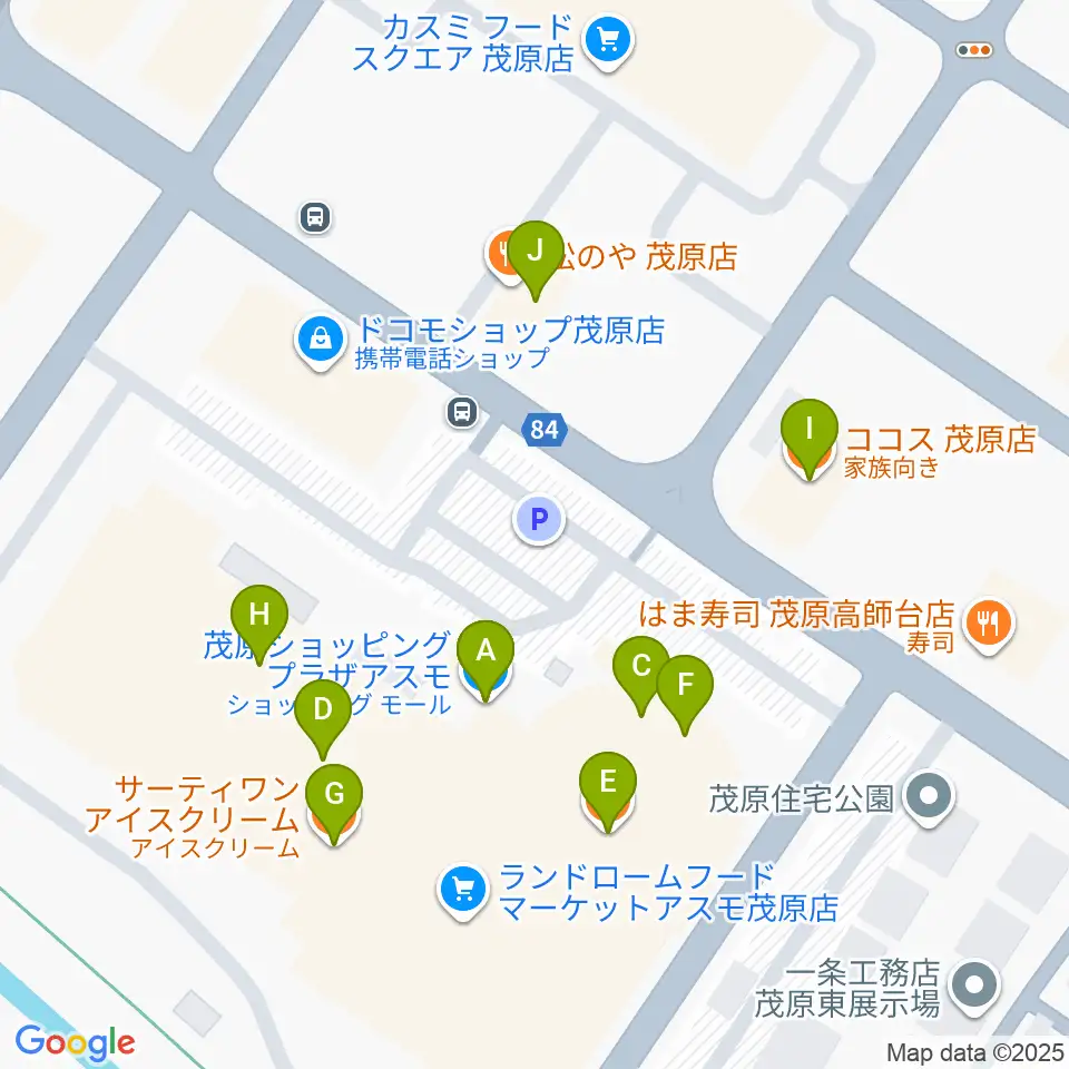 ASMO劇場周辺のファミレス・ファーストフード一覧地図