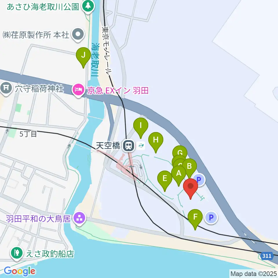 Zepp羽田周辺のファミレス・ファーストフード一覧地図