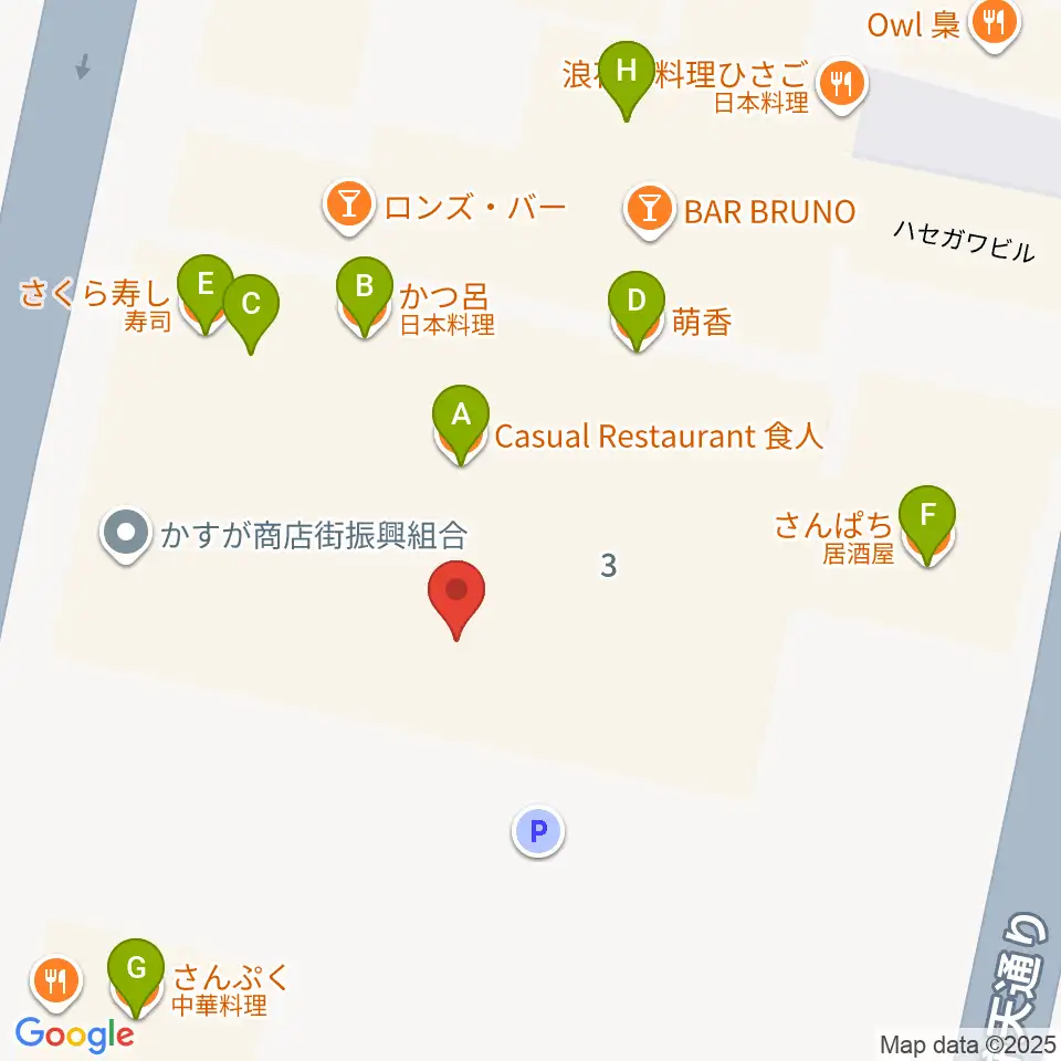 甲府SPACE101周辺のファミレス・ファーストフード一覧地図