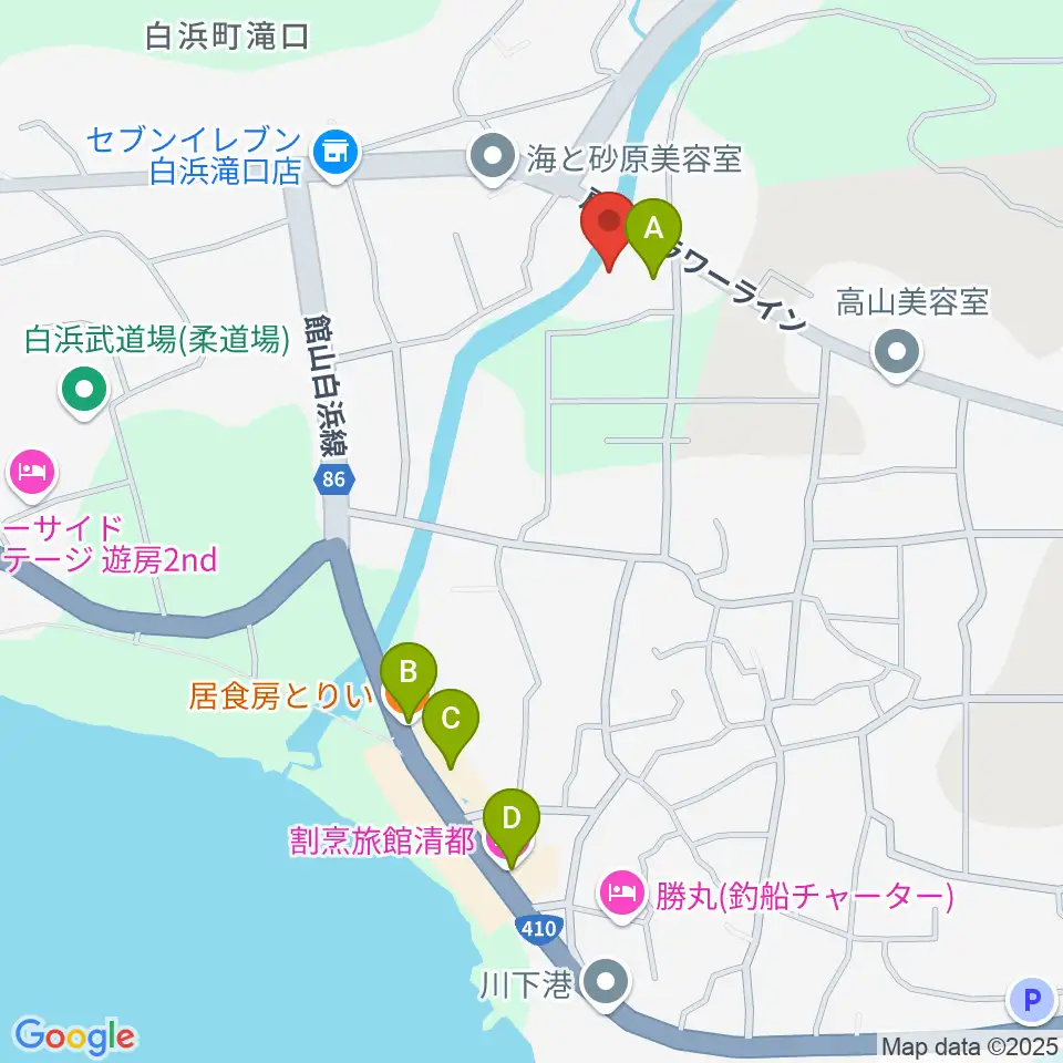 ル・ファーレ白浜周辺のファミレス・ファーストフード一覧地図