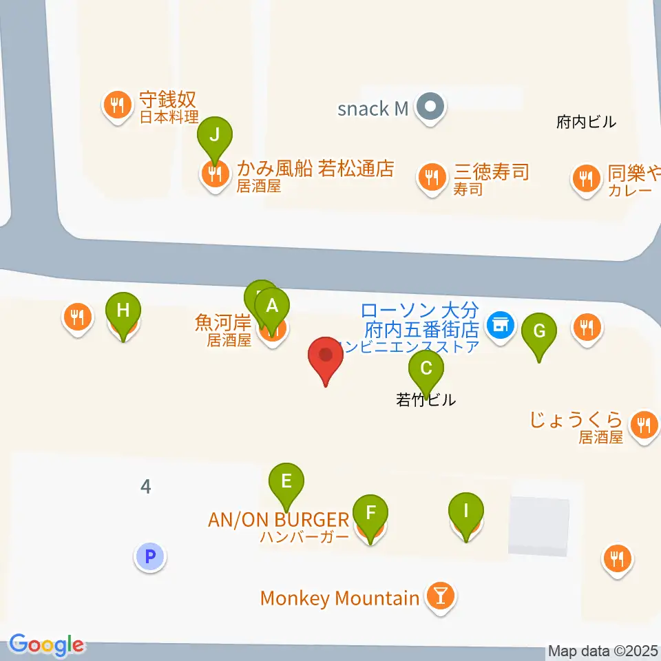 大分シネマ5周辺のファミレス・ファーストフード一覧地図