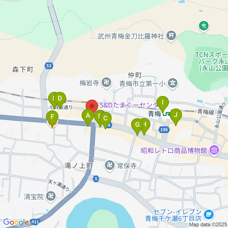 S&Dたまぐーセンター周辺のファミレス・ファーストフード一覧地図