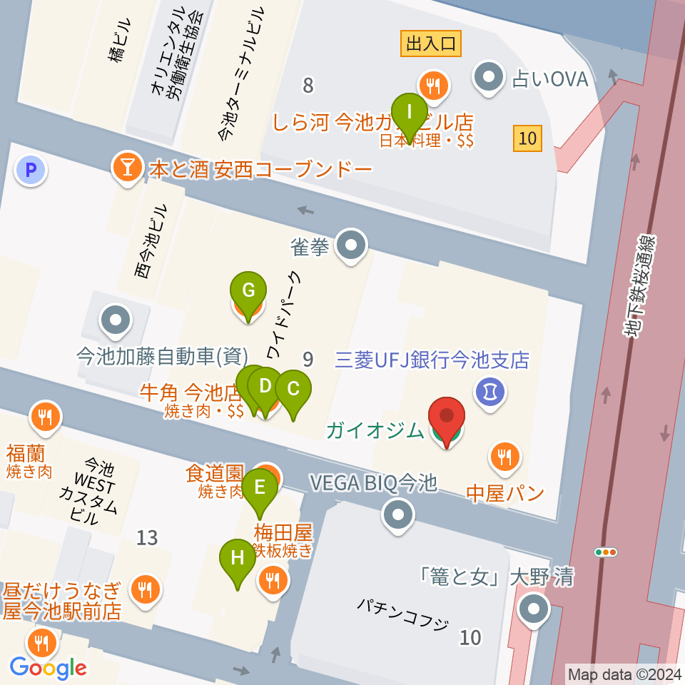 今池open house周辺のファミレス・ファーストフード一覧地図