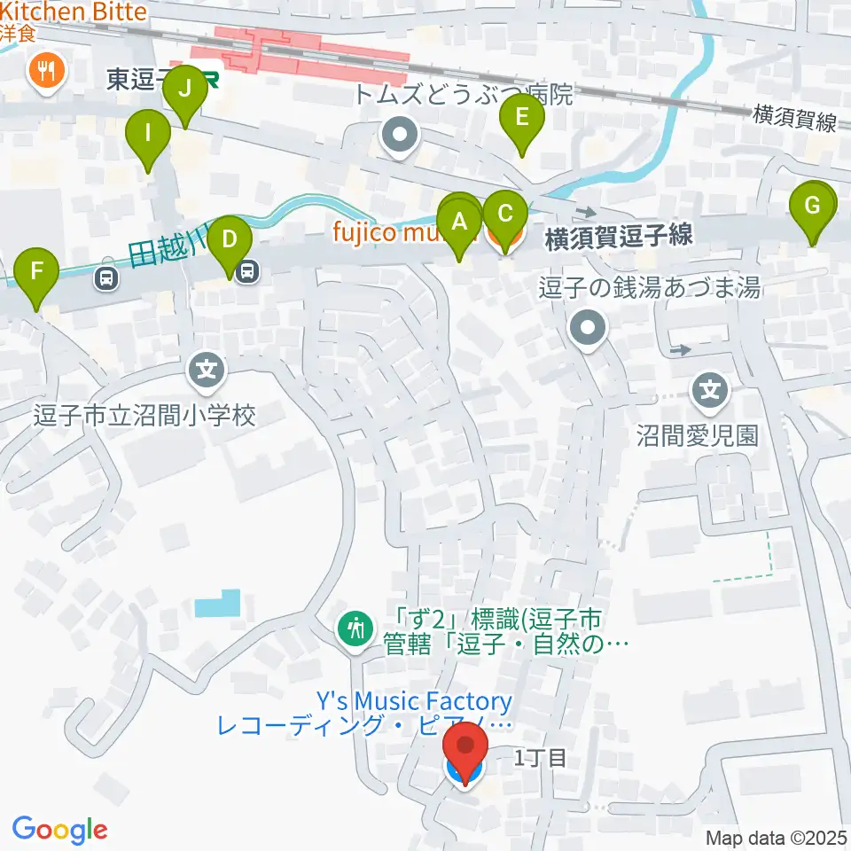 Y's Music Factory周辺のファミレス・ファーストフード一覧地図