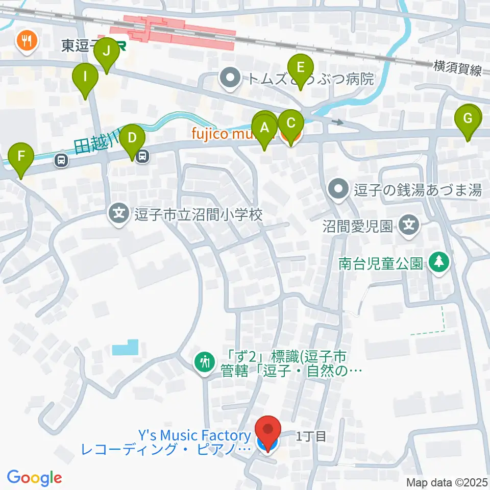 Y's Music Factory周辺のファミレス・ファーストフード一覧地図