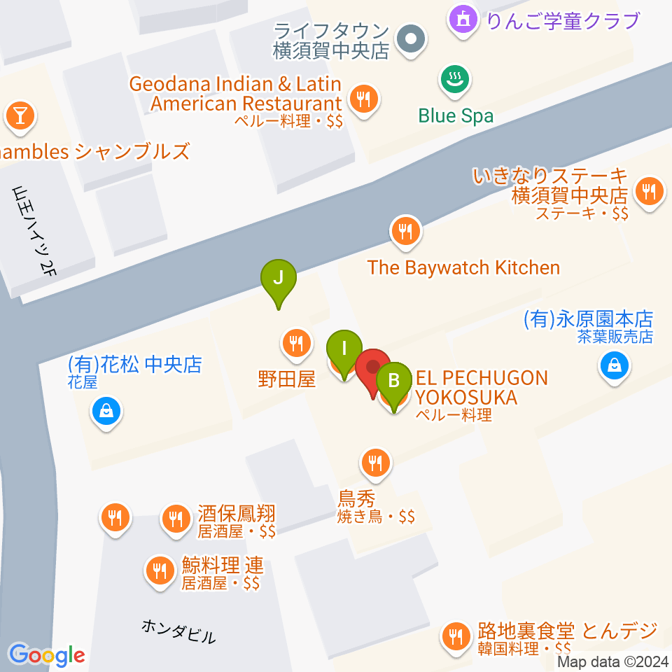 Blue in Green周辺のファミレス・ファーストフード一覧地図