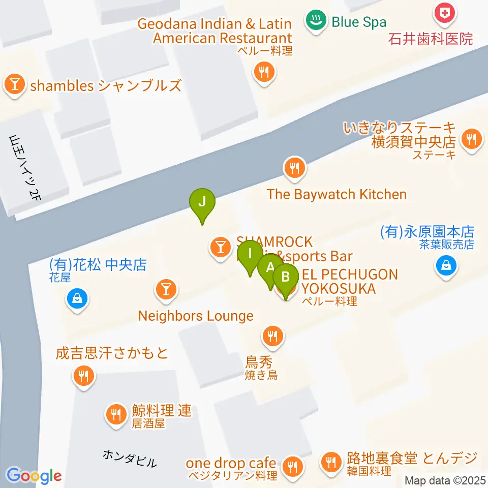 Blue in Green周辺のファミレス・ファーストフード一覧地図