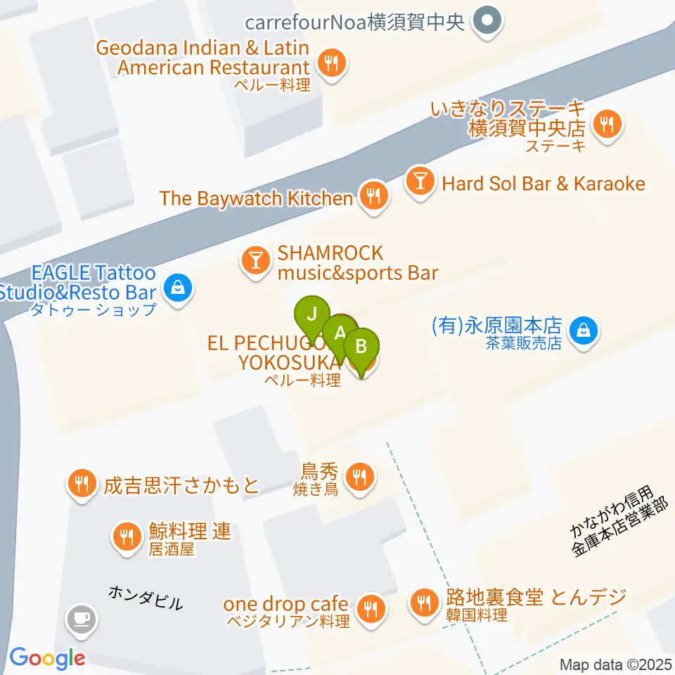Blue in Green周辺のファミレス・ファーストフード一覧地図