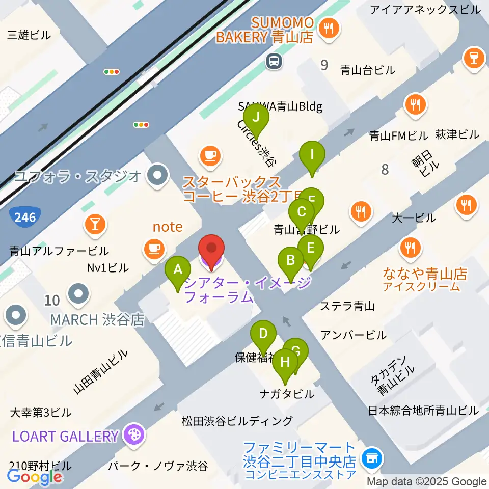 渋谷シアター・イメージフォーラム周辺のファミレス・ファーストフード一覧地図