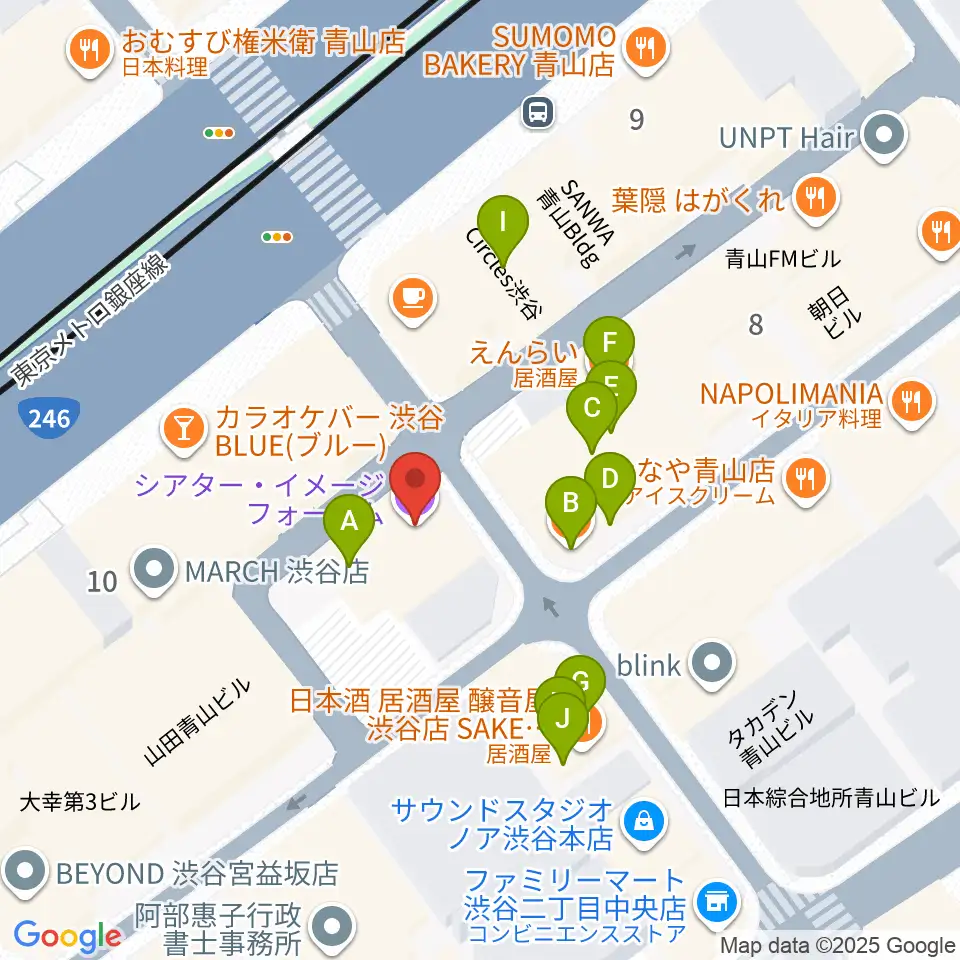 渋谷シアター・イメージフォーラム周辺のファミレス・ファーストフード一覧地図