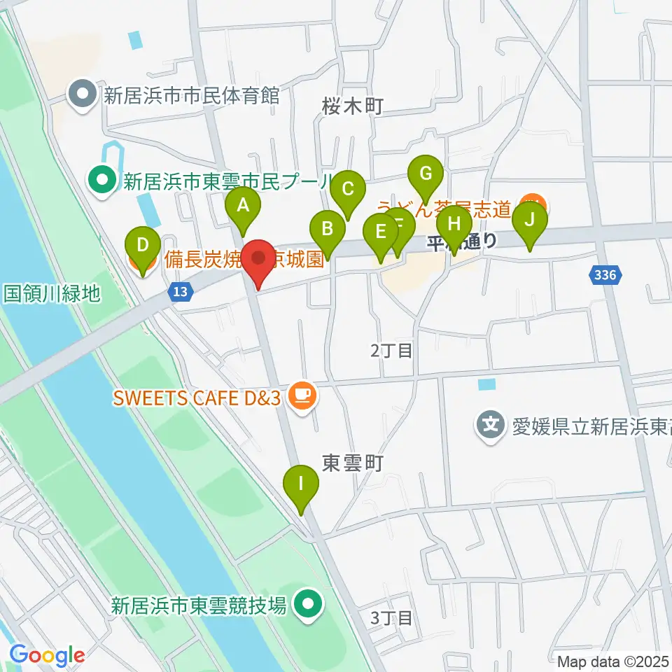 ヤストミ楽器・音楽教室周辺のファミレス・ファーストフード一覧地図